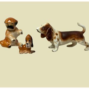 Lot of 3 Ceramic Dog Figurine  Marked Japan Boxer Hound Dogs